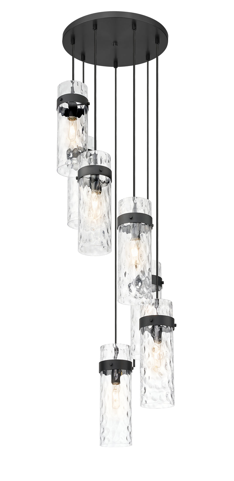 Fontaine 7 Light 19.5" Pendant in Matte Black