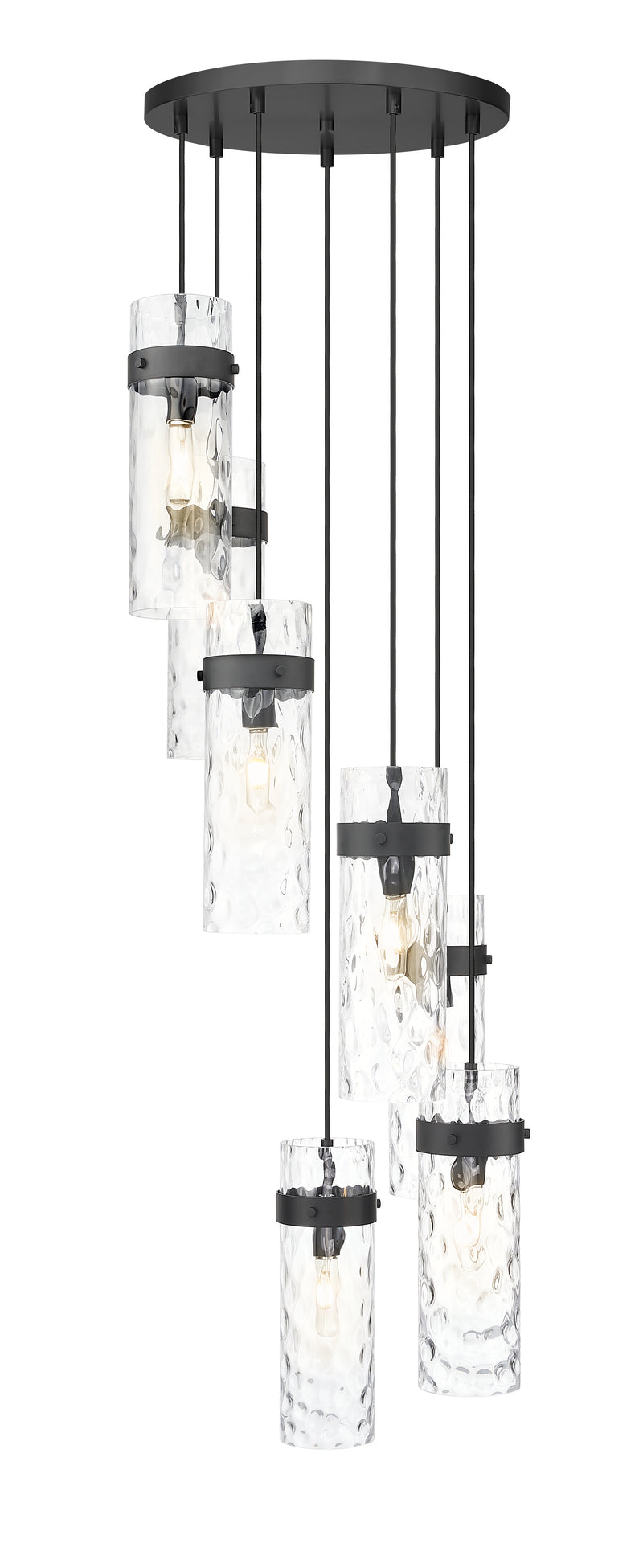 Fontaine 7 Light 19.5" Pendant in Matte Black