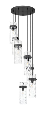 Fontaine 7 Light 19.5" Pendant in Matte Black