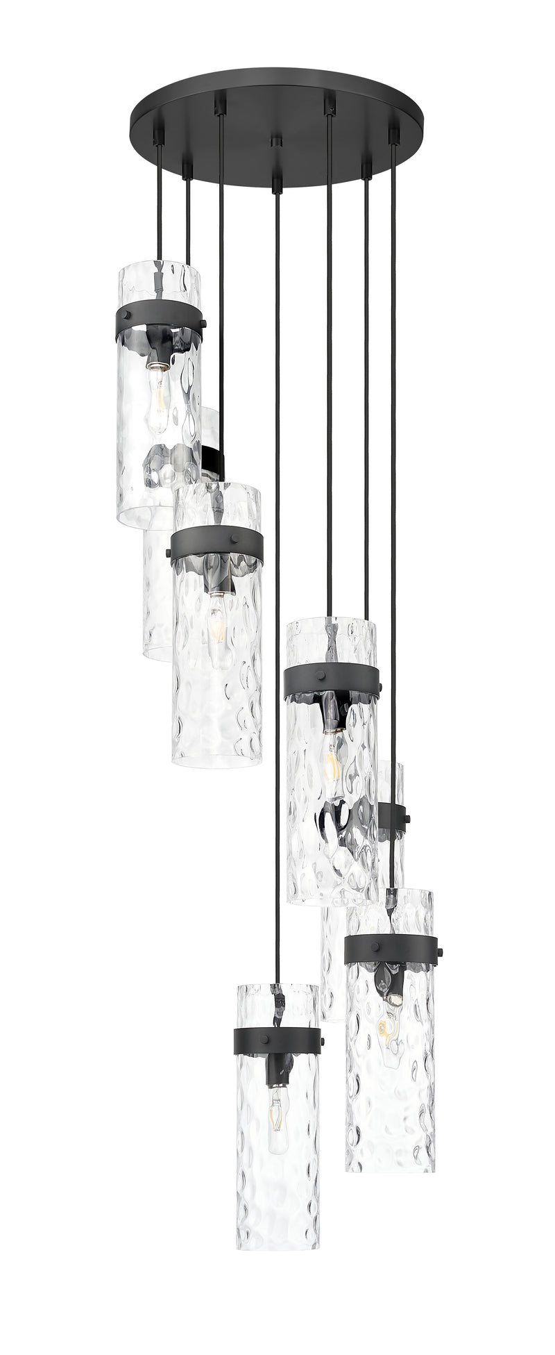 Fontaine 7 Light 19.5" Pendant in Matte Black