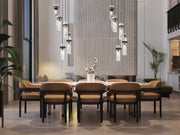 Fontaine 7 Light 19.5" Pendant in Matte Black in a room setting