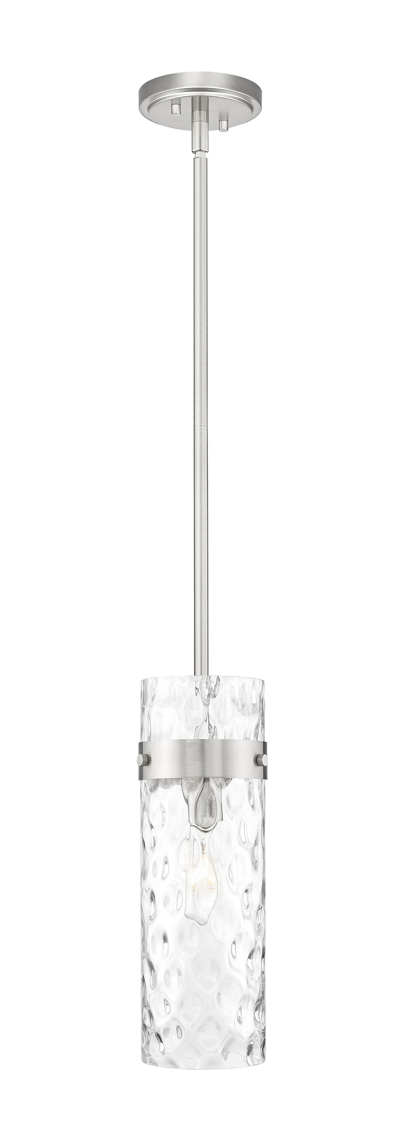 Fontaine 1 Light 5.75" Pendant, Rod Mount in Brushed Nickel