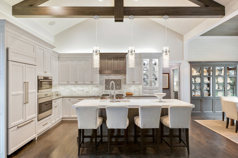 Fontaine 1 Light 5.75" Pendant, Rod Mount in Brushed Nickel in a room setting