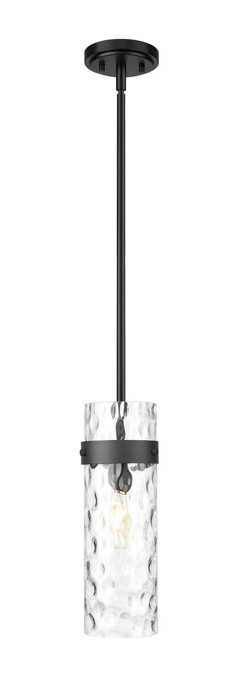 Fontaine 1 Light 5.75" Pendant, Rod Mount in Matte Black