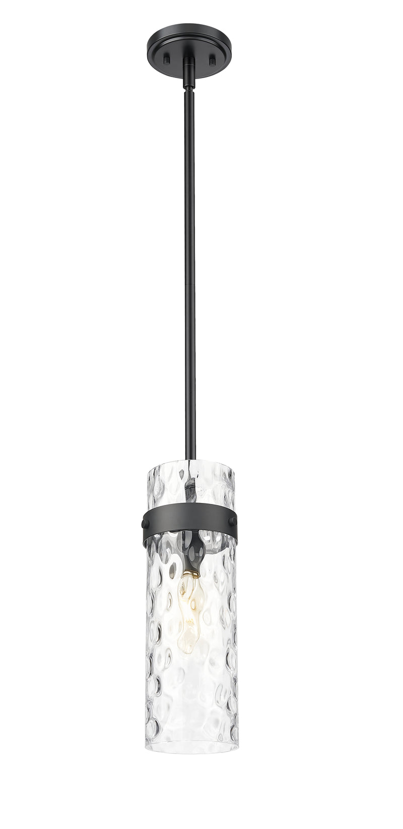 Fontaine 1 Light 5.75" Pendant, Rod Mount in Matte Black