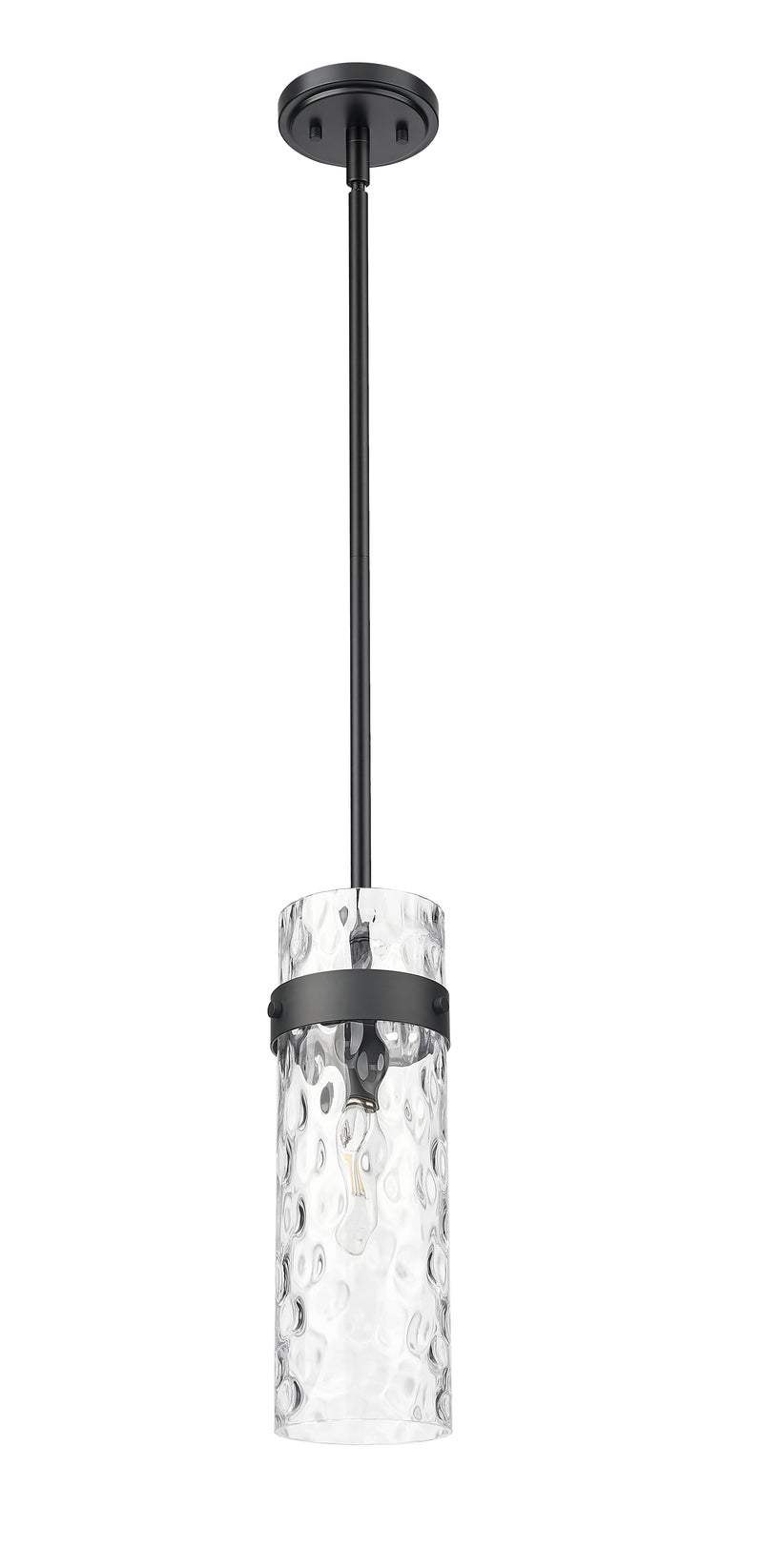Fontaine 1 Light 5.75" Pendant, Rod Mount in Matte Black