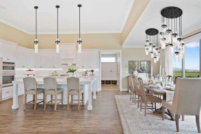 Fontaine 1 Light 5.75" Pendant, Rod Mount in Matte Black in a room setting