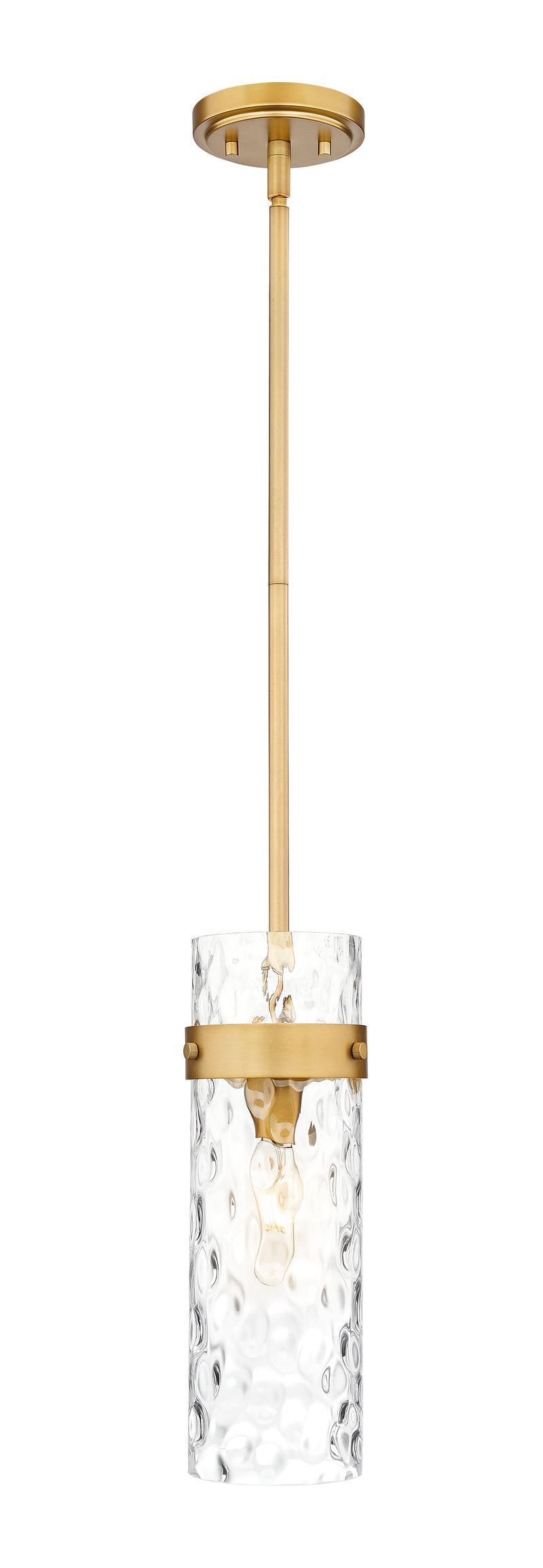 Fontaine 1 Light 5.75" Pendant, Rod Mount in Rubbed Brass