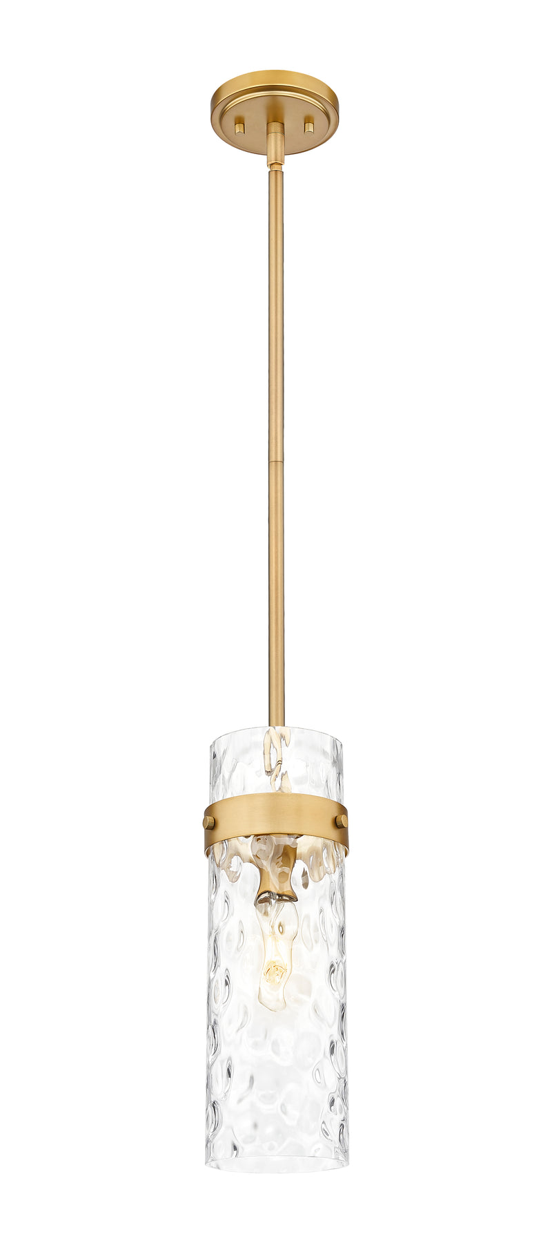Fontaine 1 Light 5.75" Pendant, Rod Mount in Rubbed Brass
