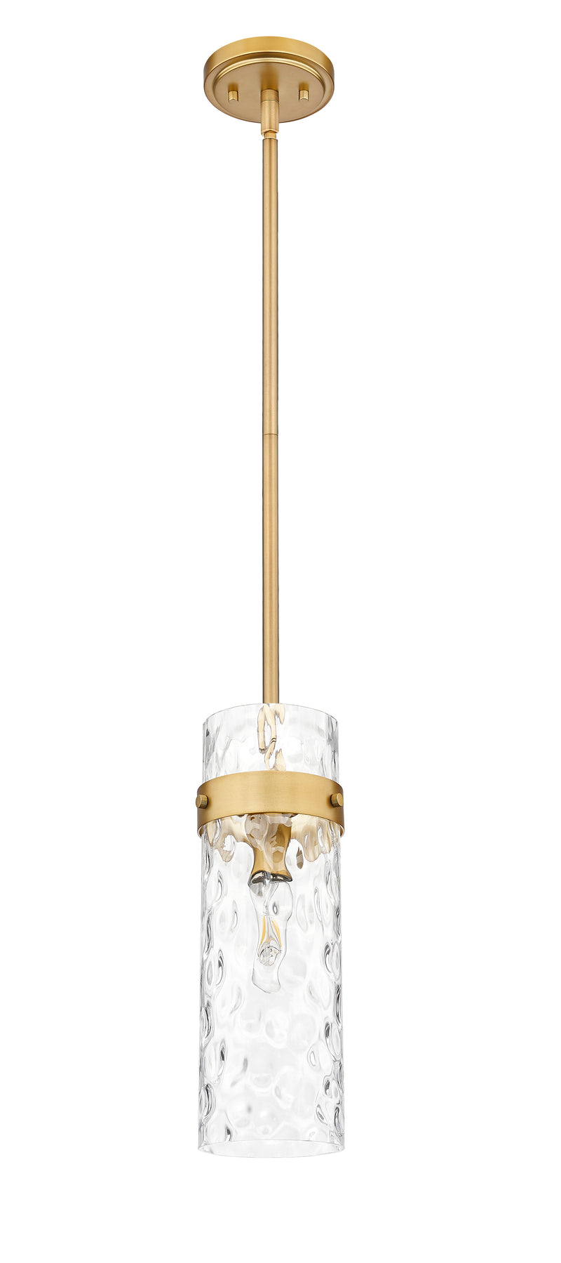 Fontaine 1 Light 5.75" Pendant, Rod Mount in Rubbed Brass