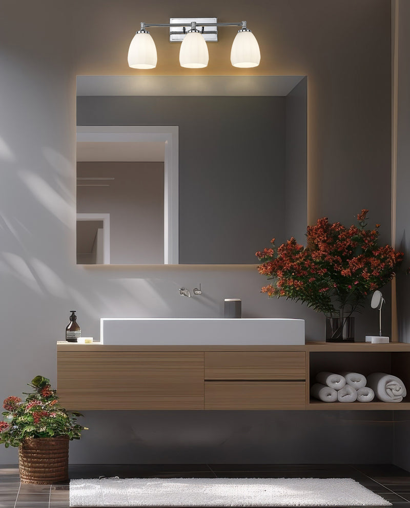 Oren 3 Light 24" Vanity in Chrome in a room setting