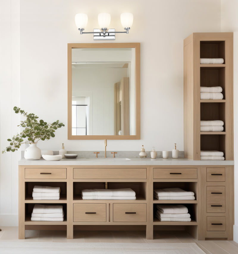 Oren 3 Light 24" Vanity in Chrome in a room setting