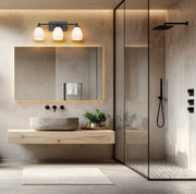 Oren 3 Light 24" Vanity in Matte Black in a room setting