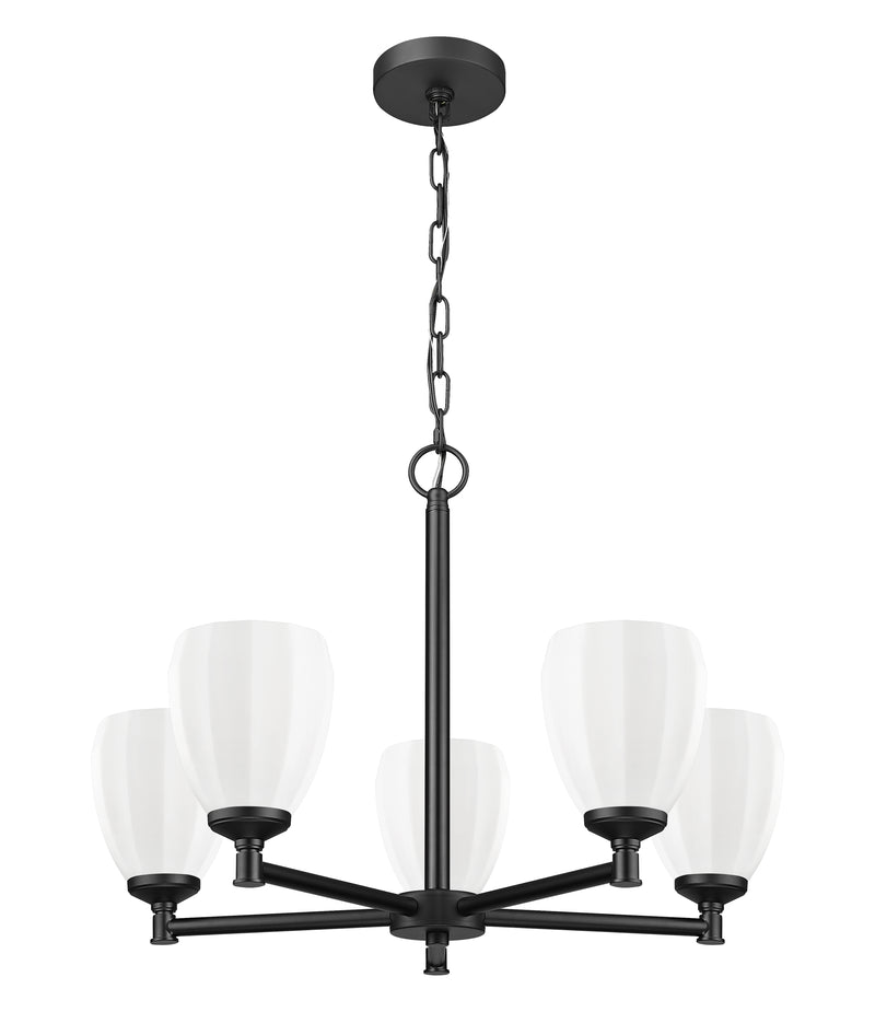 Oren 5 Light 25" Chandelier in Matte Black