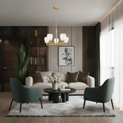Oren 5 Light 25" Chandelier in Modern Gold in a room setting