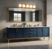 Oren 5 Light 38" Vanity in Modern Gold in a room setting
