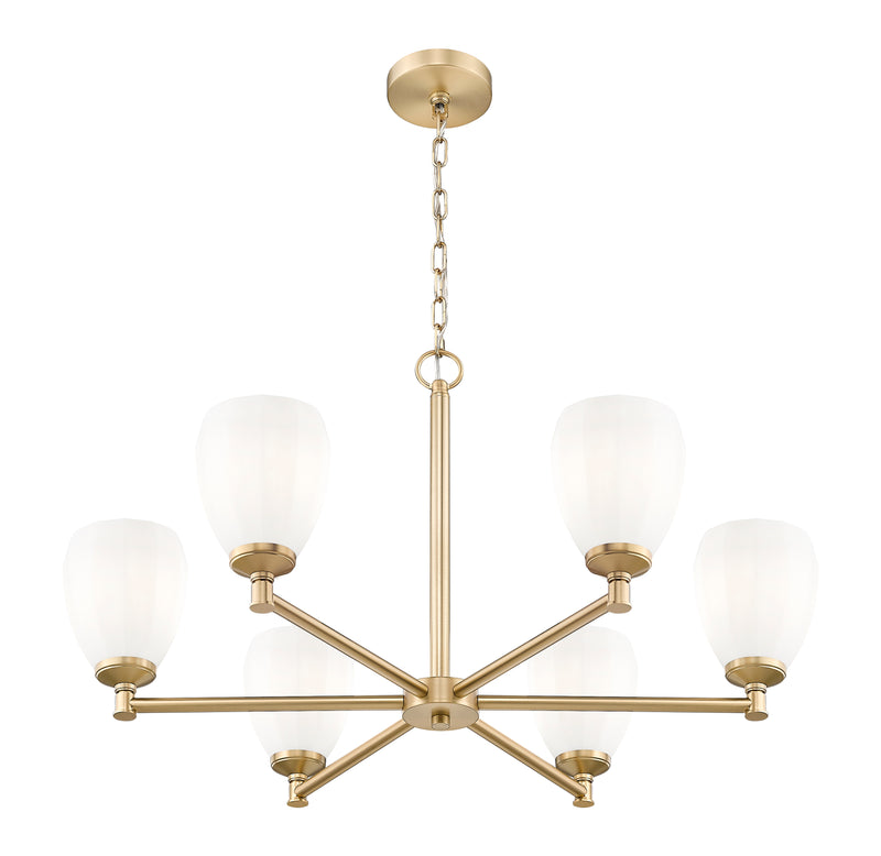 Oren 6 Light 32" Chandelier in Modern Gold