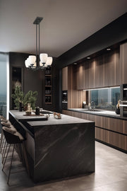 Oren 8 Light 41.75" Linear Pendant in Matte Black in a room setting