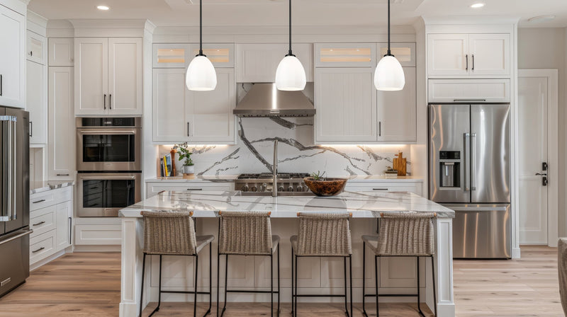 Oren 1 Light 8" Pendant in Matte Black in a room setting