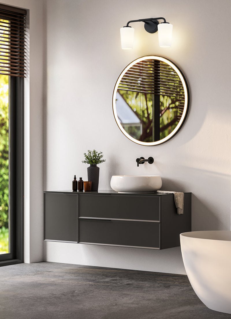 Montford 2 Light 16" Vanity in Matte Black in a room setting