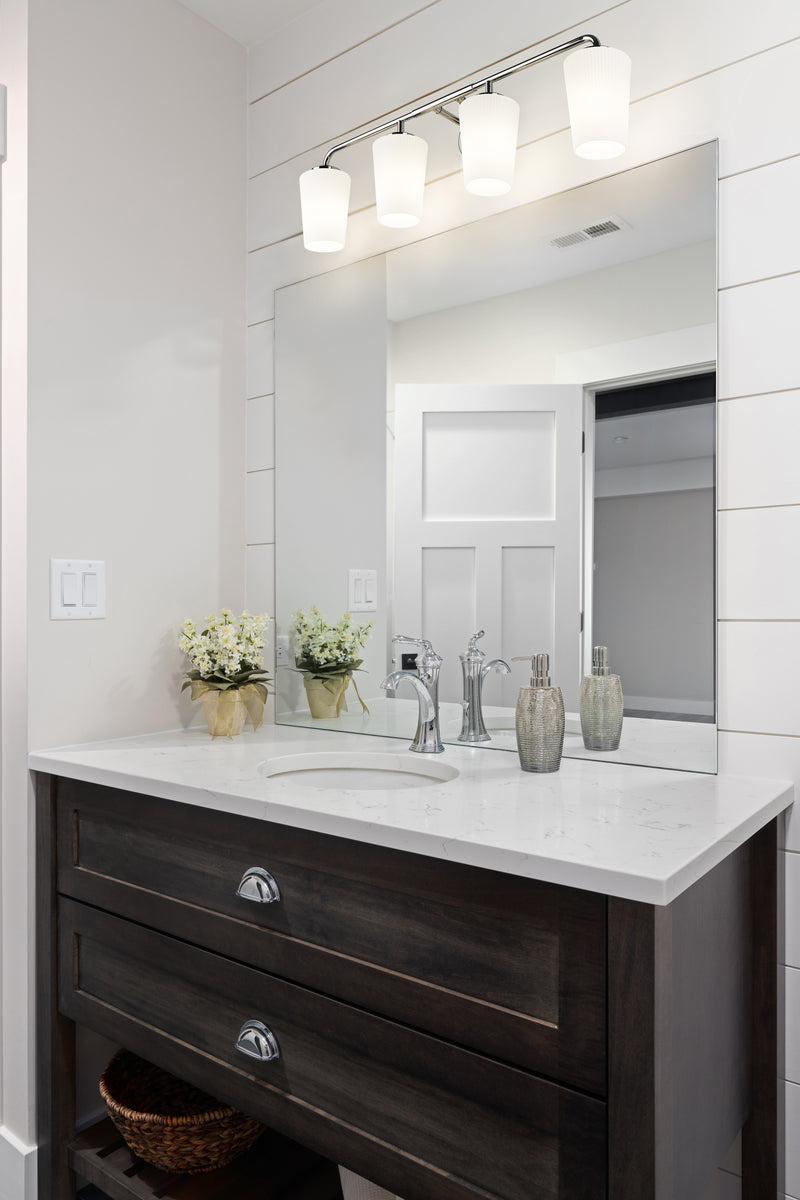 Montford 4 Light 32" Vanity in Chrome in a room setting