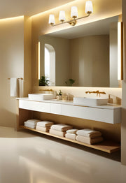 Montford 4 Light 32" Vanity in Modern Gold in a room setting