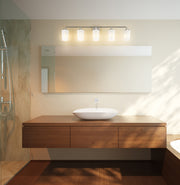 Montford 5 Light 40" Vanity in Brushed Nickel in a room setting