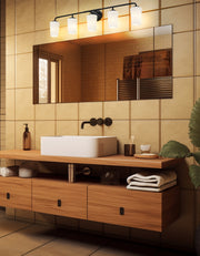 Montford 5 Light 40" Vanity in Matte Black in a room setting