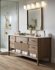 Montford 5 Light 40" Vanity in Modern Gold in a room setting
