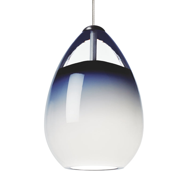Alina Mini Pendant in Antique Bronze with Steel Blue Glass