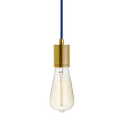 SoCo Modern Socket Pendant in Modern Socket Blue Cord Natural Brass