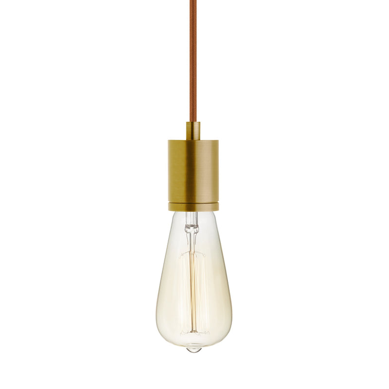 SoCo Modern Socket Pendant in Modern Socket Copper Cord Natural Brass
