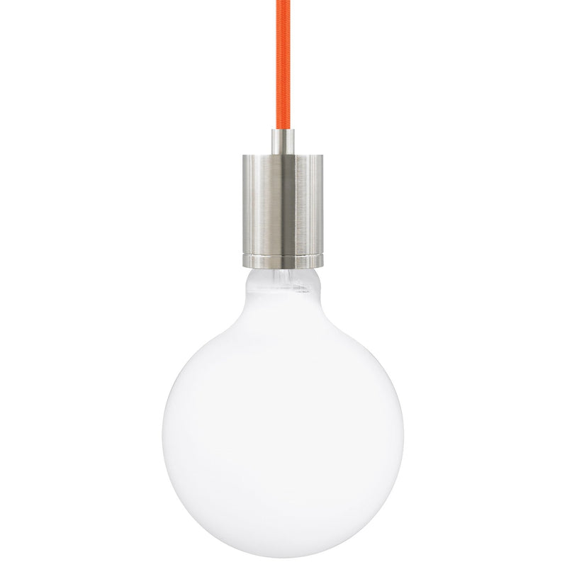 SoCo Modern Socket Pendant in Modern Socket Red Cord Satin Nickel