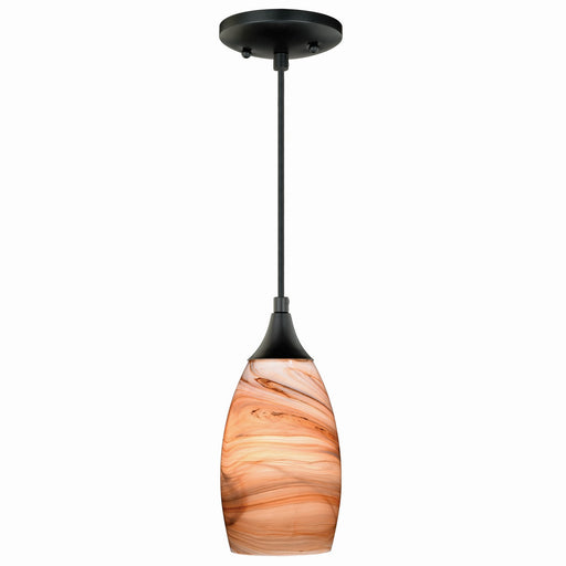 Milano Mini Pendant in Oil Rubbed Bronze with Toffee Swirl Glass