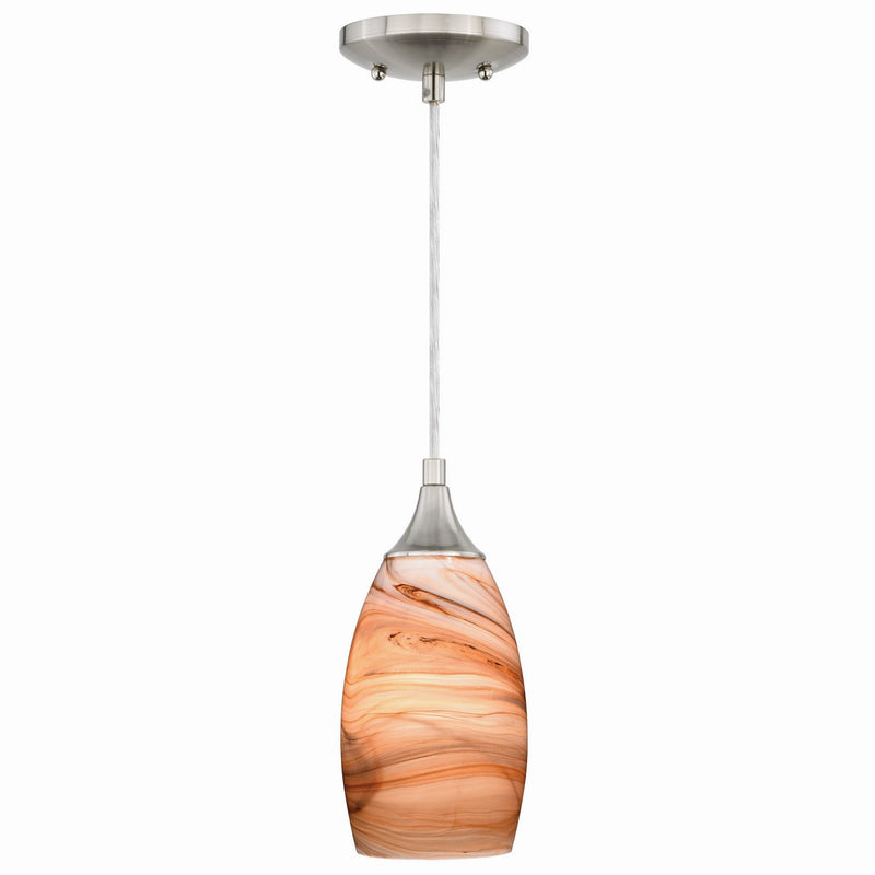 Milano Mini Pendant in Satin Nickel with Toffee Swirl Glass
