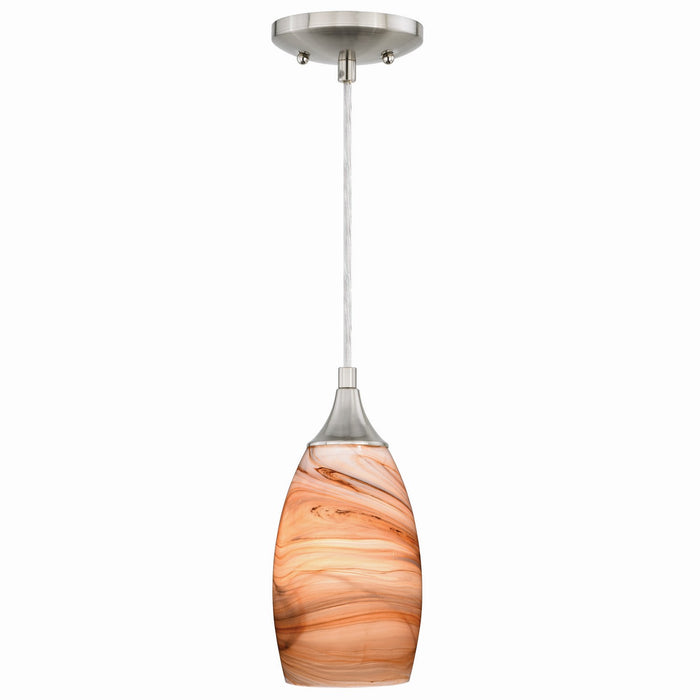 Milano Mini Pendant in Satin Nickel with Toffee Swirl Glass