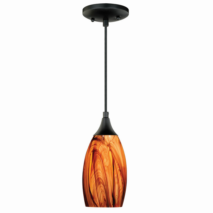 Milano Mini Pendant in Oil Rubbed Bronze with Smoky Fire Glass