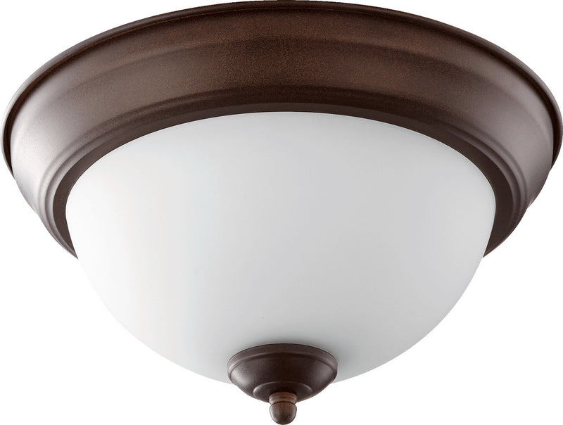 Traditional Ceiling Mount in Oiled Bronze W/ Satin Opal