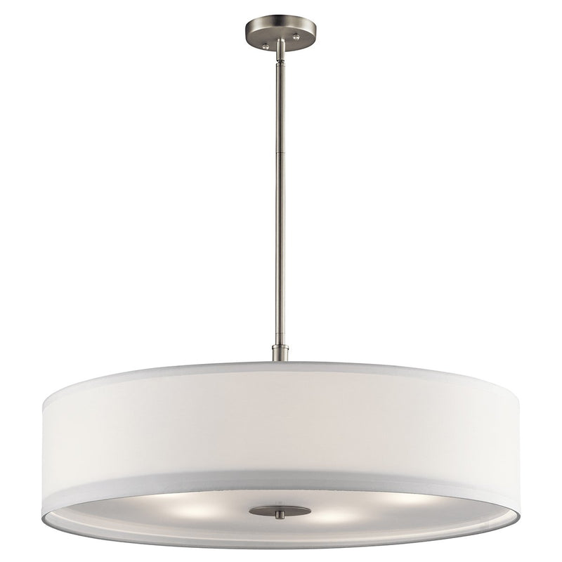 5-Light 30" Convertible Drum Pendant in Brushed Nickel