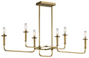 Alden 6-Light Linear Chandelier in Natural Brass