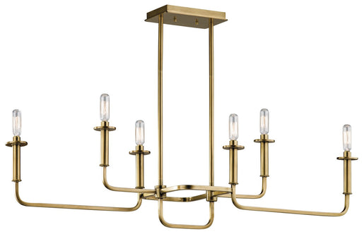 Alden 6-Light Linear Chandelier in Natural Brass