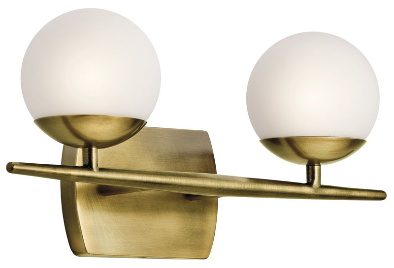 Jasper 2-Light Bath Vanity Light in Natural Brass
