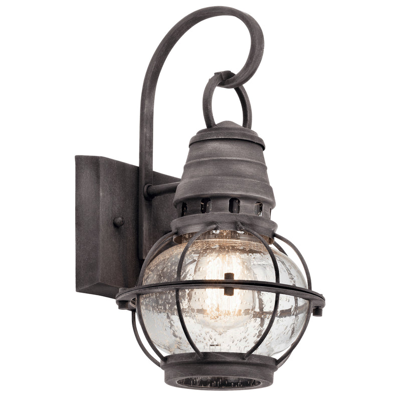 Bridge Point Outdoor Wall 1-Light in Weathered Zinc