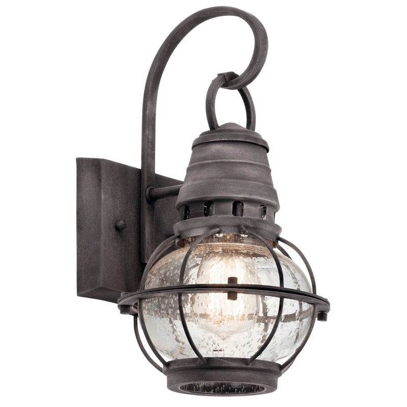 Bridge Point Small Outdoor Wall Lantern in Weathered Zinc