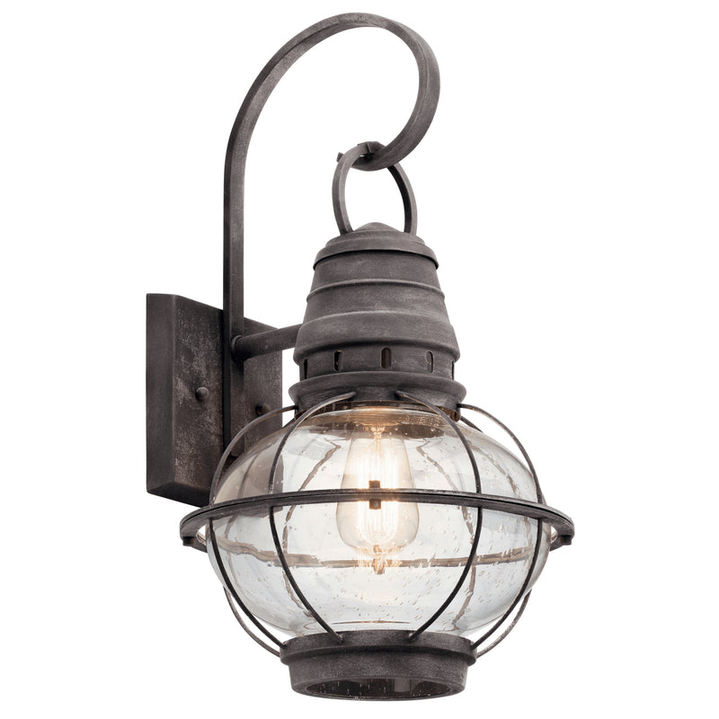 Bridge Point Outdoor Wall 1-Light in Weathered Zinc