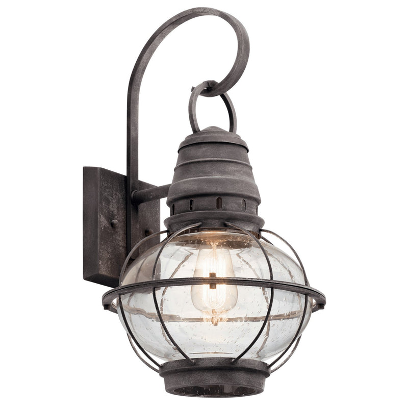 Bridge Point Large Outdoor Wall Lantern in Weathered Zinc