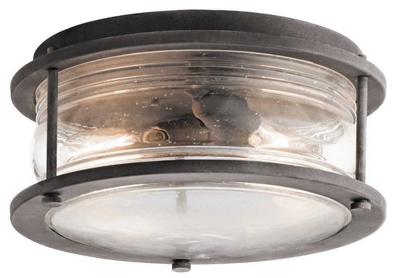 Ashland Bay 2-Light Outdoor Flush Mount in Weathered Zinc