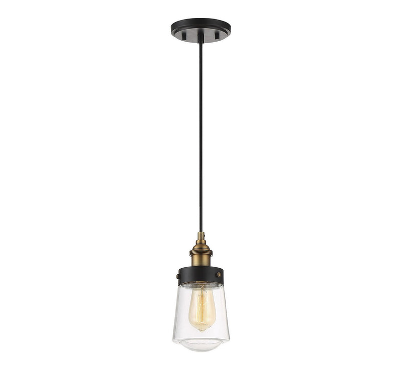 Macauley Mini Pendant in Vintage Black with Warm Brass