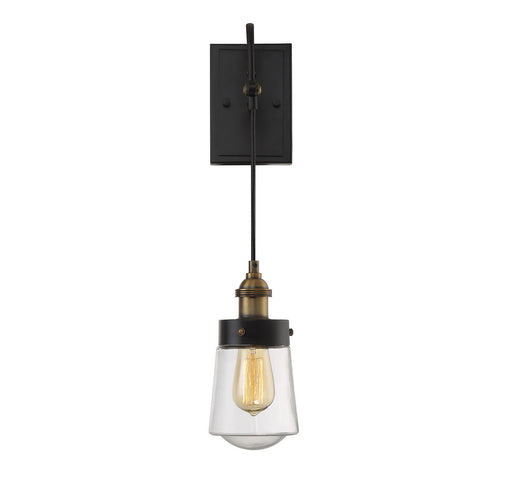 Macauley 1-Light Sconce in Vintage Black with Warm Brass - Lamps Expo