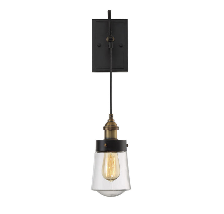 Macauley 1-Light Sconce in Vintage Black with Warm Brass - Lamps Expo